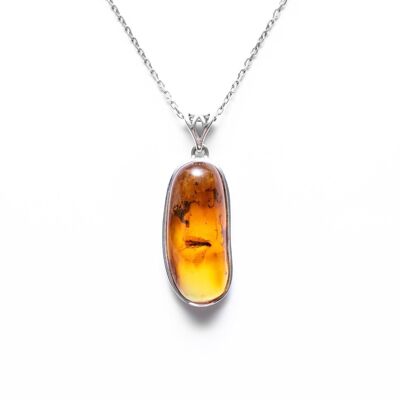 OOAK Long Amber Pendant with Inclusion