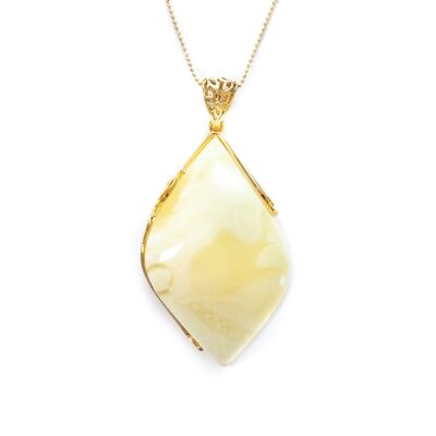 OOAK White Amber Diamond Pendant