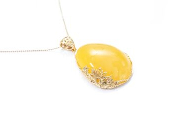 OOAK Or Tournesol Filigrane Ambre Pendentif 3