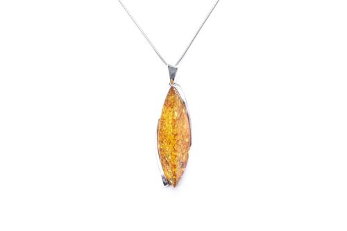 Thin Amber Pendant with Flakes