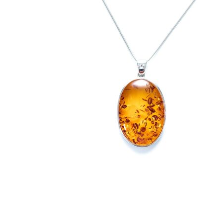 Grand pendentif ovale en ambre fait à la main