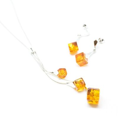 Set di gioielli in ambra cubo moderno
