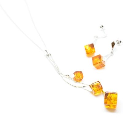 Modern Cube Amber Jewellery Set