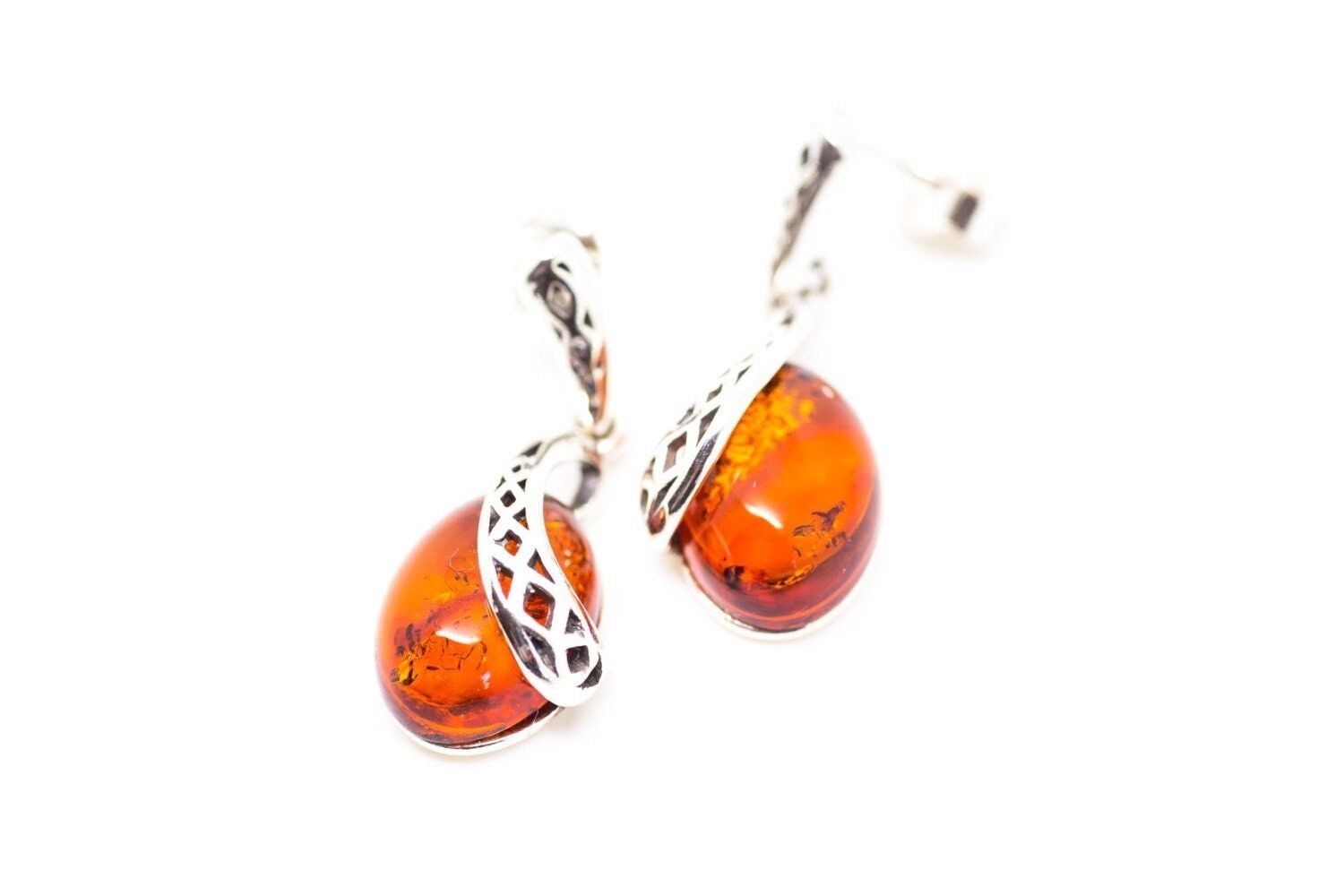 Celtic Pattern Amber Earrings