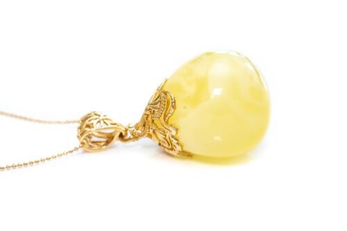 OOAK Gold-Plated Butterscotch Teardrop Pendant