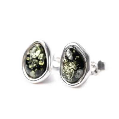 Boucles d'Oreilles Tiges ELEMENTS en Ambre Vert