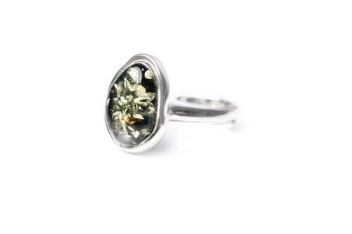 Green Amber ELEMENT Solitaire Adjustable Ring