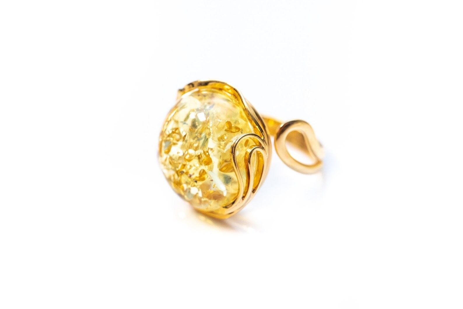 Vergoldeter Citrus-Bernstein-Ring