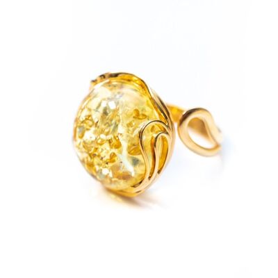 Gold Plated Citrus Amber Ring