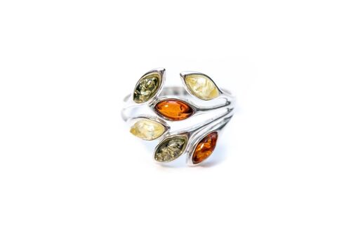 Multicolour Amber Floral Ring
