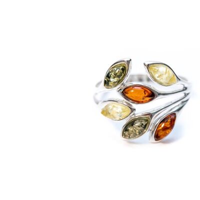 Multicolour Amber Floral Ring
