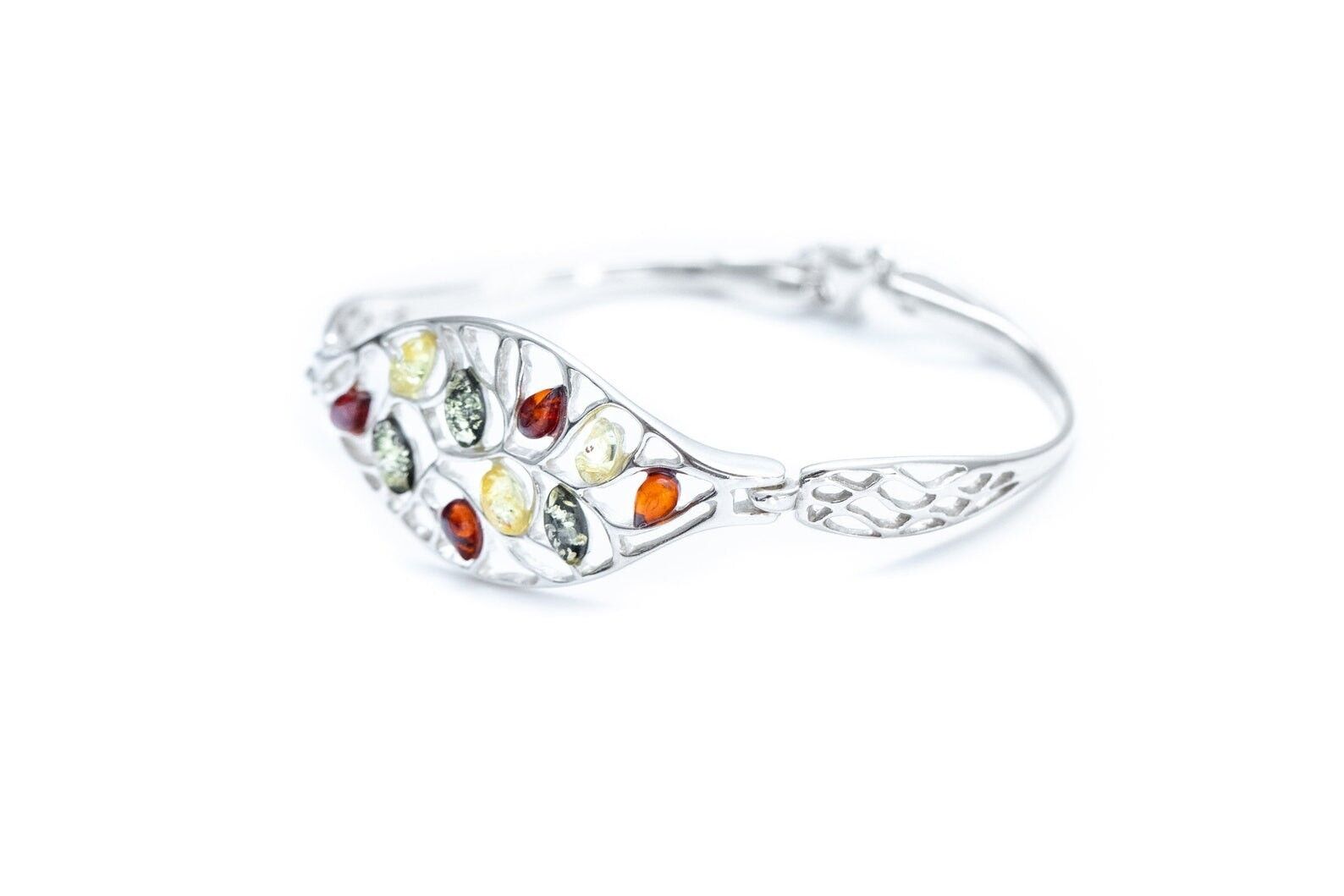 Bunter Bernstein-Blumenarmreif