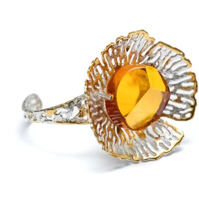 OOAK Faceted Baltic Amber Flower Arm Cuff