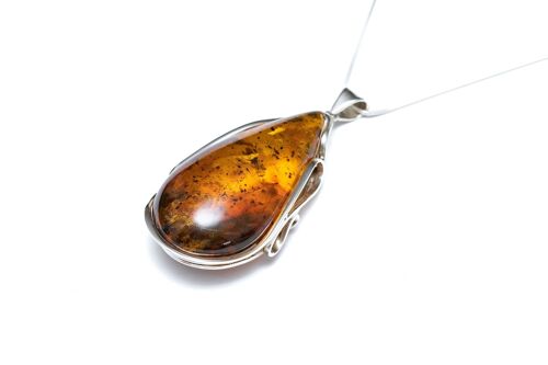 OOAK Amber Pendant with 4 Fly Inclusions