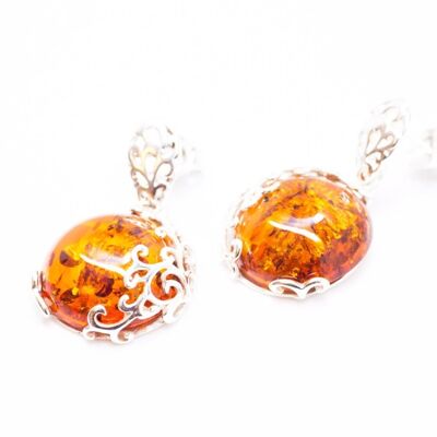 Boucles d'oreilles pendantes en filigrane d'ambre ardent