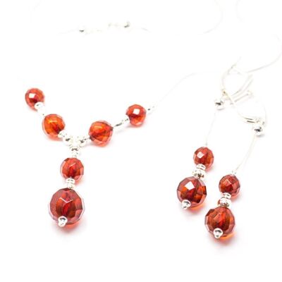 Faceted Cherry Amber Jewelry Set