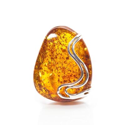 Adjustable Large Amber Ring