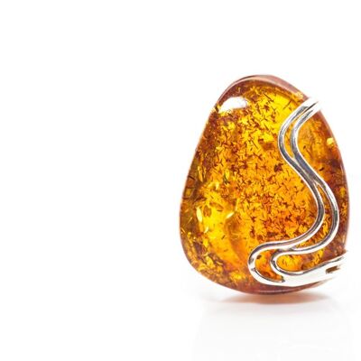 Adjustable Large Amber Ring