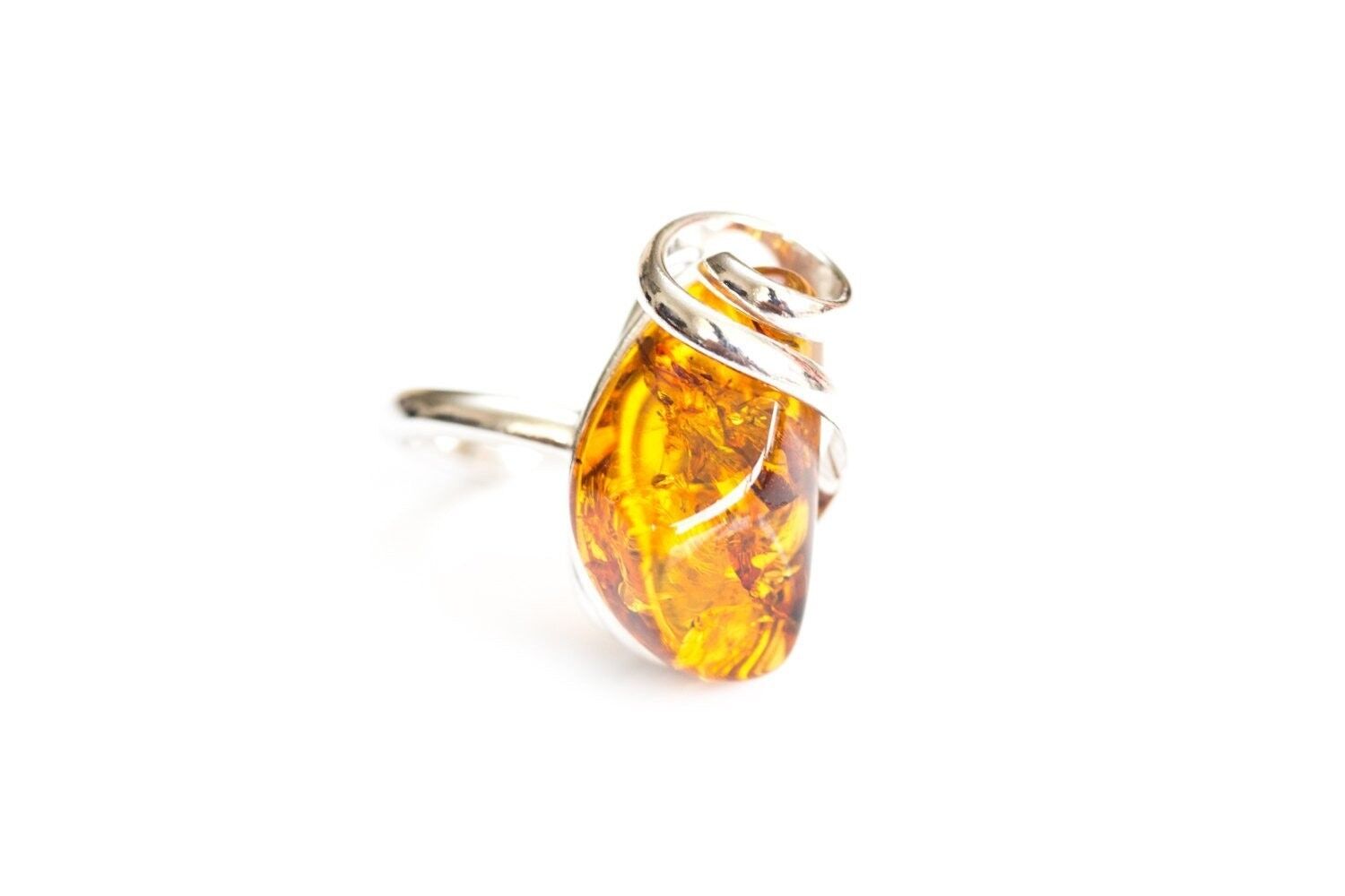 Swirl Top Anello in pietra ambrata