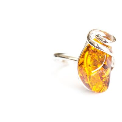 Swirl Top Amber Stone Ring
