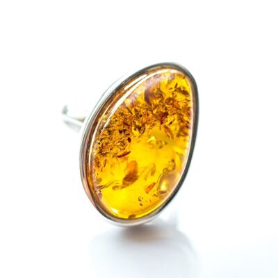 Simple Oval Amber Ring