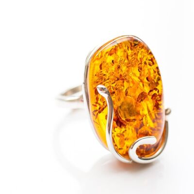 Large Oval Amber Ring