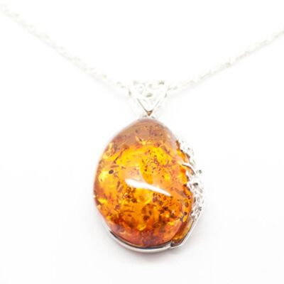 Fiery Amber Pendant Necklace