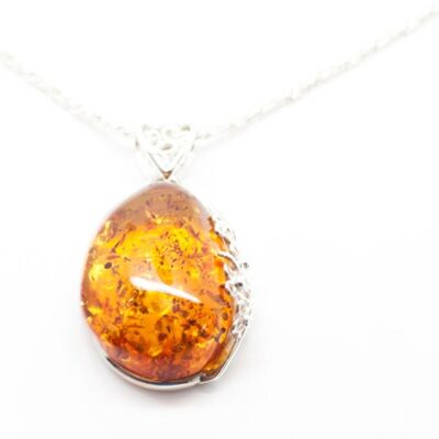 Fiery Amber Pendant Necklace