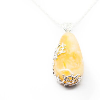 Butterscotch Amber Floral Pendant