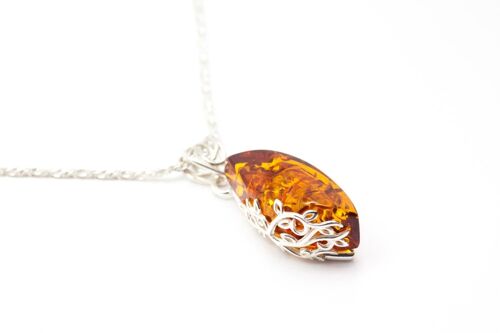 Fiery Oval Amber Pendant