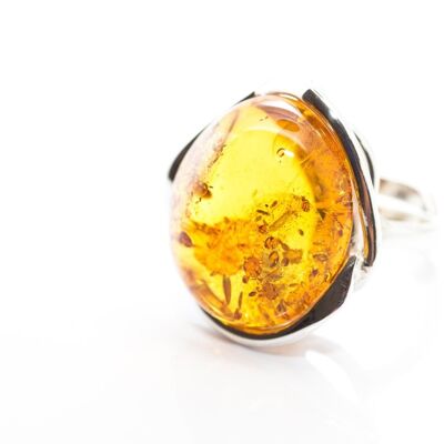 Bold Round Amber Ring
