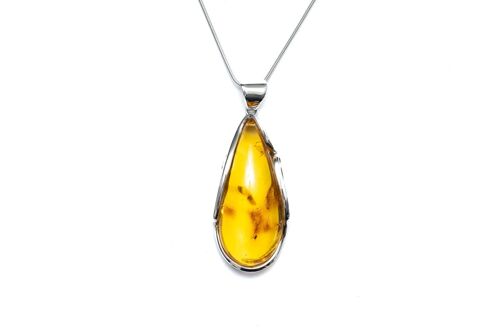 OOAK Large Yellow Amber Pendant with Inclusion