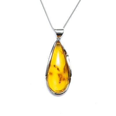 OOAK Large Yellow Amber Pendant with Inclusion