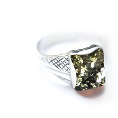 Men's Green Amber Solitaire Ring