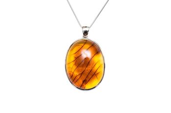 Pendentif Ambre Rayé Ovale 1