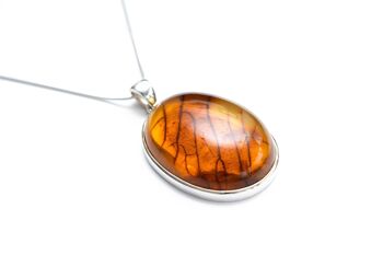 Pendentif Ambre Rayé Ovale 3