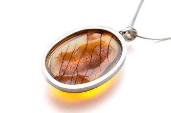 Pendentif Ambre Rayé Ovale 5