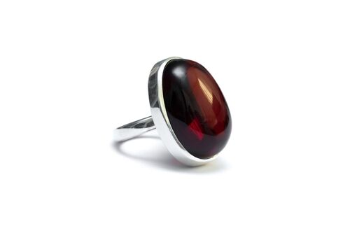 Handmade Oval Cherry Amber Ring