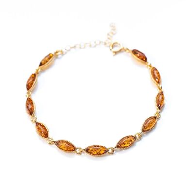 Dainty Amber and Gold Plated Silver Bracelet