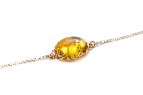 Citrus Amber and Gold Plated Silver Bracelet