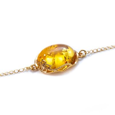 Citrus Amber and Gold Plated Silver Bracelet