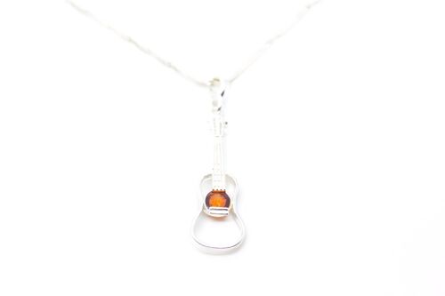 Amber Guitar Pendant Necklace