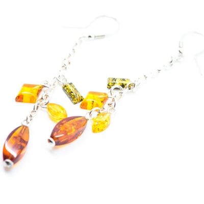 Boucles d'oreilles pendantes en perles d'ambre