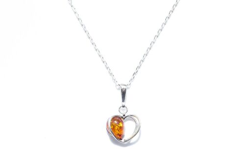 Amber Heart Charm Pendant