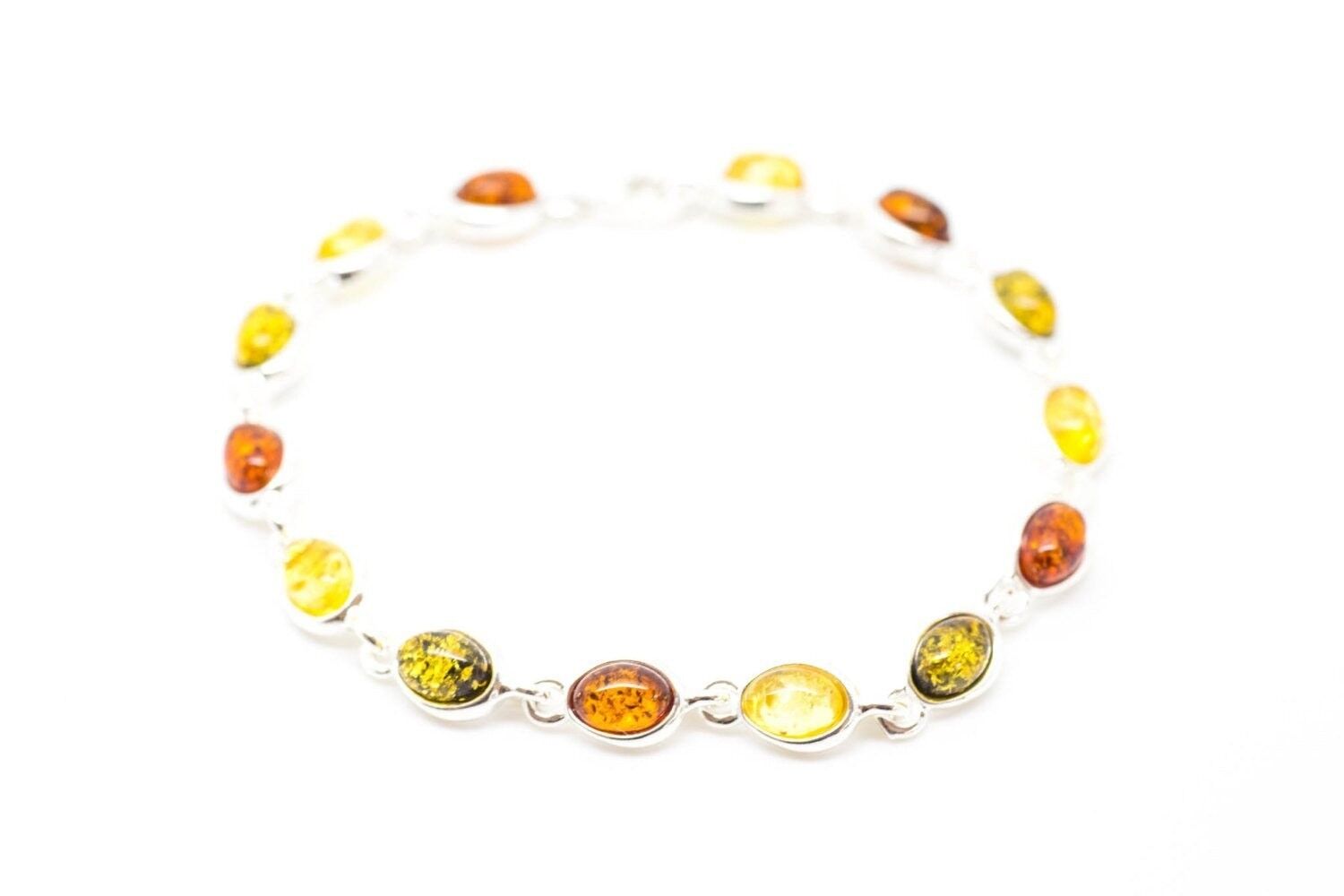 Bracciale a maglie in ambra multicolore