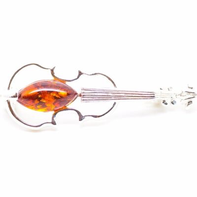 Broche clásico de violín en ámbar