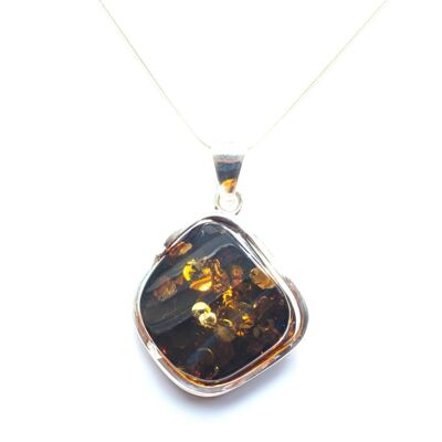 Dark Amber Pendant Necklace