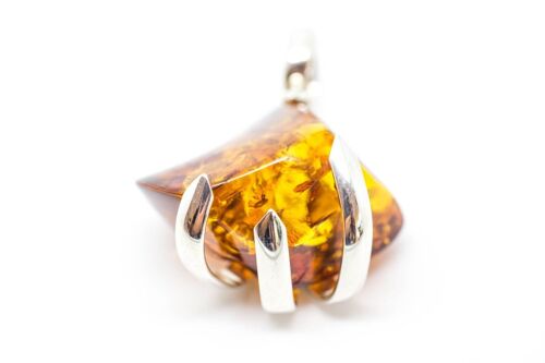 Contemporary Amber & Titanium Pendant