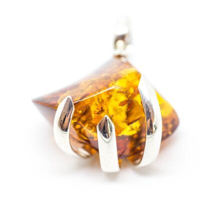 Contemporary Amber & Titanium Pendant