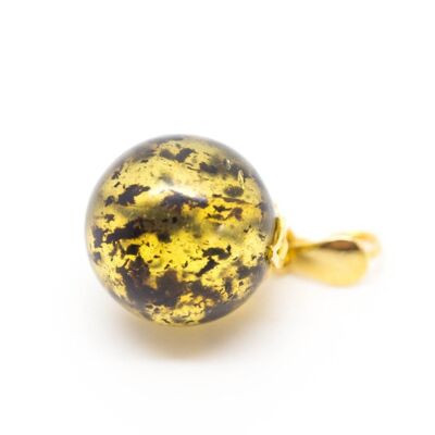 Gold Plated Amber Ball Pendant